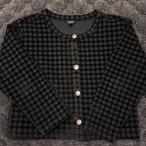 Ann Taylor Black Houndstooth Cropped Jacket